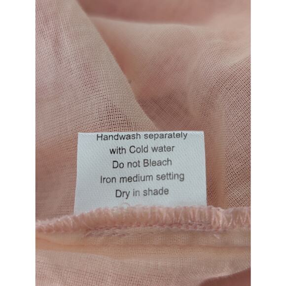 Women's LA PLAGE Dress Tiered Skirt Short Sleeve Pink White Size Medium Boho - Picture 7 of 7